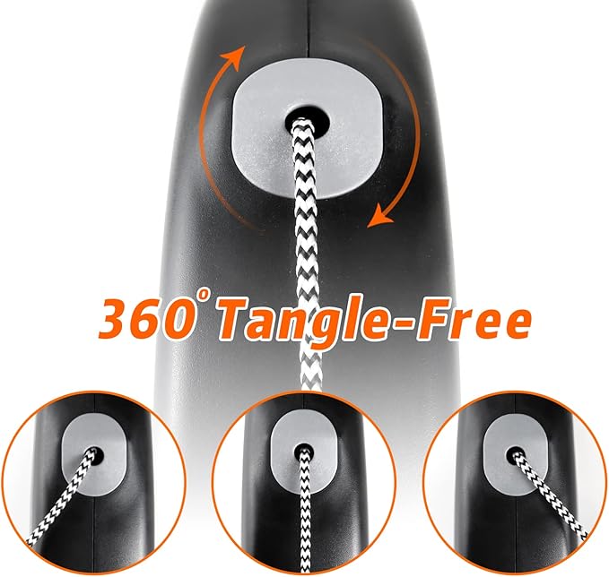 Retractable Dog Leash, 30 FT Dog Walking Leash for Small Medium Large Dogs up to 110 lbs, Heavy Duty No Tangle, Black
