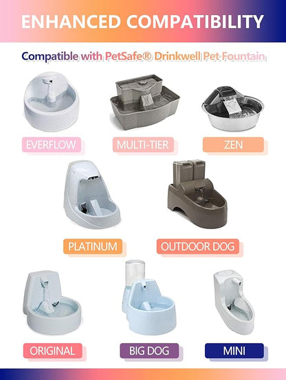 Cat Water Fountain Filter Compatible with PetSafe Drinkwell Platinum, Multi-Tier, Outdoor Dog, Everflow, Original Pet Fountain, Premium Pet Fountain Replacement Carbon Filter (6 PACK)
