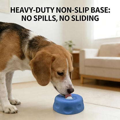 Dog Lick Bowl with Rolling Ball, 2026 Upgraded Slow Feeder Dog Bowls with Anti-Slip Base for Yogurt, Bone Broth, Water, Interactive Lick Toy for Large Medium Small Dogs (2PC Blue+Grey)