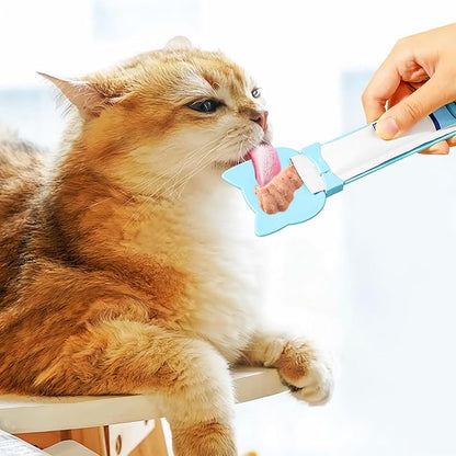 Aerbee 4PCS Cat Strip Feeder Spoon, Sliding Pet Treat Spoon Squeeze, Lickable Squeezable Creamy Treat, Wet Treats Dispenser, Cat Treat Spoon Squeez, Fun Feeding for Pets, Beige/Blue/Purple/Pink
