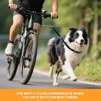 Hands Free Dog Bike Leash - Heavy Duty Bicycle Attachment with Quick Connect & Buffer Rope, Fit Leash for Medium Large Dogs - Cycling, Jogging, Outdoor Exercise (Black)