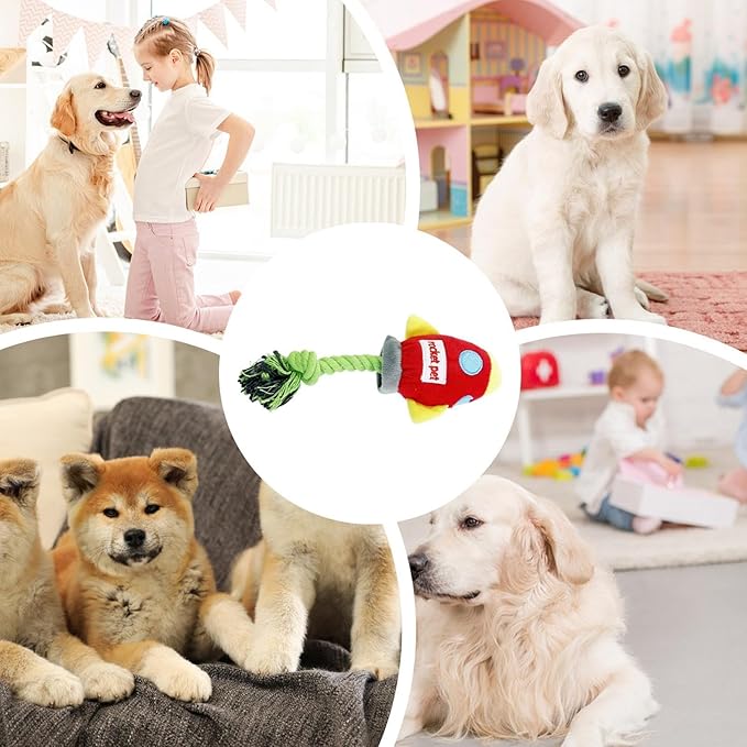Dog Rope Toy for Aggressive Chewers - Puppy Teeth Grinding Toy Rocket, Dog Rope Toy, Puppy Interactive Rope Toy for Added Chewing Fun for Small Breeds and Puppies