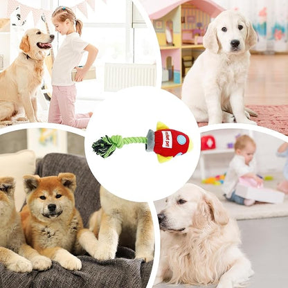 Dog Rope Toy for Aggressive Chewers - Puppy Teeth Grinding Toy Rocket, Dog Rope Toy, Puppy Interactive Rope Toy for Added Chewing Fun for Small Breeds and Puppies