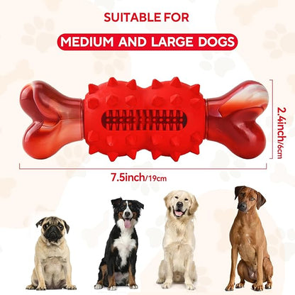 Dog Toys for Aggressive Chewers, Tough Indestructible Dog Chew Toys, Durable Nylon & Rubber Teething Toys for Large Medium Breed, Bone Shape