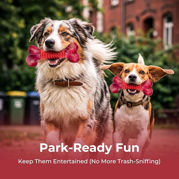 Apasiri 4-Pack Dog Toys for Aggressive Chewers with Beef Flavor: Dog Bones for Large Dogs, 8" Chew Toys Long-Lasting, Tough Nylon & Rubber Dogs Toys