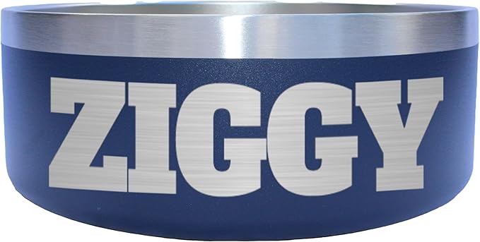 Custom Dog Bowl with Large Name - 304 Stainless Steel, Personalized Engraved, Nonslip, Custom Cat Bowl, Feeder, Pet Supplies, Food (Navy, Medium - 32oz)