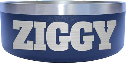 Custom Dog Bowl with Large Name - 304 Stainless Steel, Personalized Engraved, Nonslip, Custom Cat Bowl, Feeder, Pet Supplies, Food (Navy, Medium - 32oz)