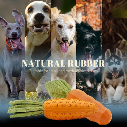 Dog Chew Toy, Natural Rubber Carrot Squeaky Dog Toys for Aggressive Chewers, Indestructible Dog Toys for Small and Medium Dog (Orange)
