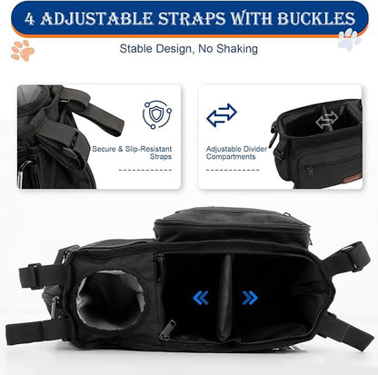 Dog Stroller Organizer Bag, Dog Mom Gifts for Women Pet Stroller Caddy, Stroller Accessories with Cup Holder, Poop Bag Dispenser, Pockets for Dog Essentials, Fits 14–19" Handles, Dog Mom Gift Ideas