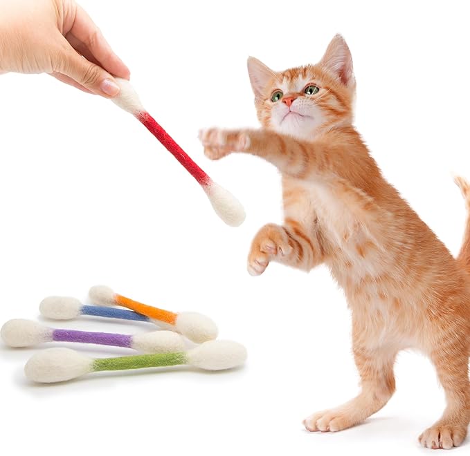 Glaciart One Swabs Cat Toys with Catnip - 6 Pk | Durable for Chew, Cute Cat Toys Interactive Kitty for Boredom, Exercise, & Play | Filled w/Organic Catnip for Anxiety & as Digestive Aid | Gift Idea
