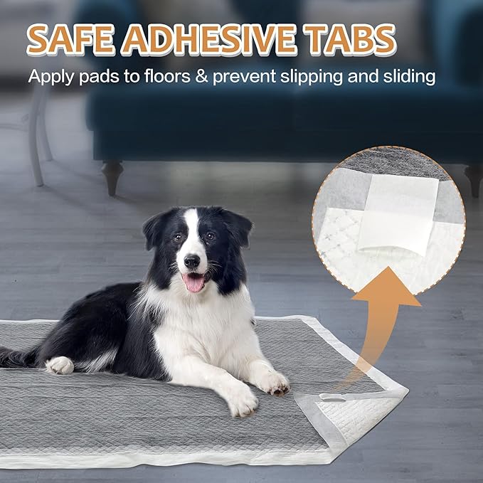 Charcoal Dog Pee Pads Extra Large 28" x 34", Puppy Pee Pads 40 Count, Potty Pads for Dogs with Adhesive Tape for Odor-Control & Leakproof, Disposable Pet Pads for Puppies, Dogs & Cats