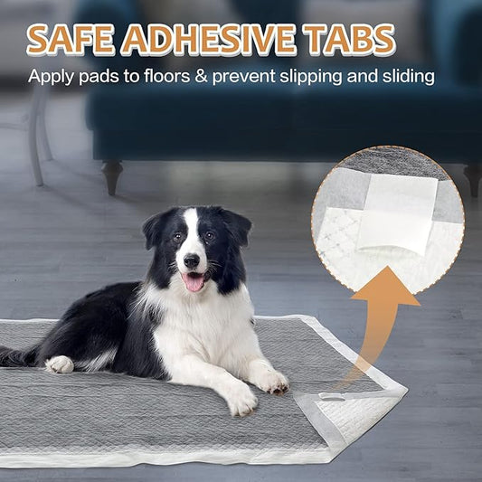 Charcoal Puppy Pads with Adhesive Tape, Dog Pee Pads Extra Large 28" x 34" - 30 Count, Potty Pads for Dogs for Odor-Control & Leakproof, Disposable Pet Pads for Puppies, Dogs & Cats, Black