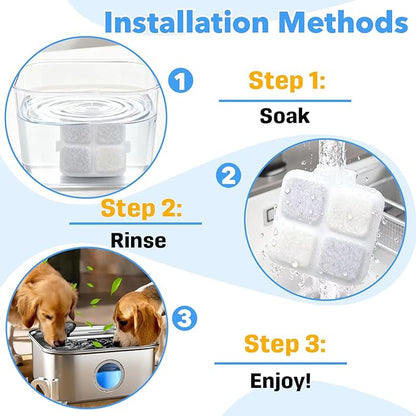 16-Pack Dog Water Fountain Filter Cmpatible with Oneisall PW07SAU 10L/2.64Gal，16 Filters, 16 Pre-Filters & 16 Pump Sponges - High-Performance Multilayer Filtration，Clean & Safe Drinking Water for Dog