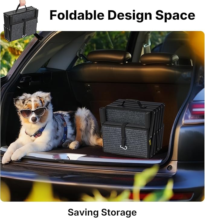 Veehoo Foldable Dog Steps for Car Truck, 4 Steps Collapsible Dog Stairs for Car Large Dogs 17" Wide, Heavy Duty Outdoor Pet Ramp Ladder Portable with Non Slip Surface for Dogs, Support up to 200 lbs