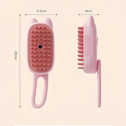BoBow Cat Steam Brush for Shedding, 4 in 1 Rechargeable Steam Pet Brush for Cats and Dogs, Anti-Static, Massage, Cleaning, Shedding& Combing All in One! (Beige)