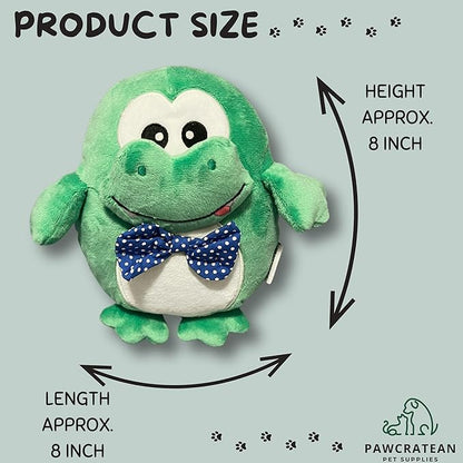 7" Squeaky Plush Toy for Puppies Small Dogs Self Etertainment Washable Soft Made [PET ONLY] (Green Frog)