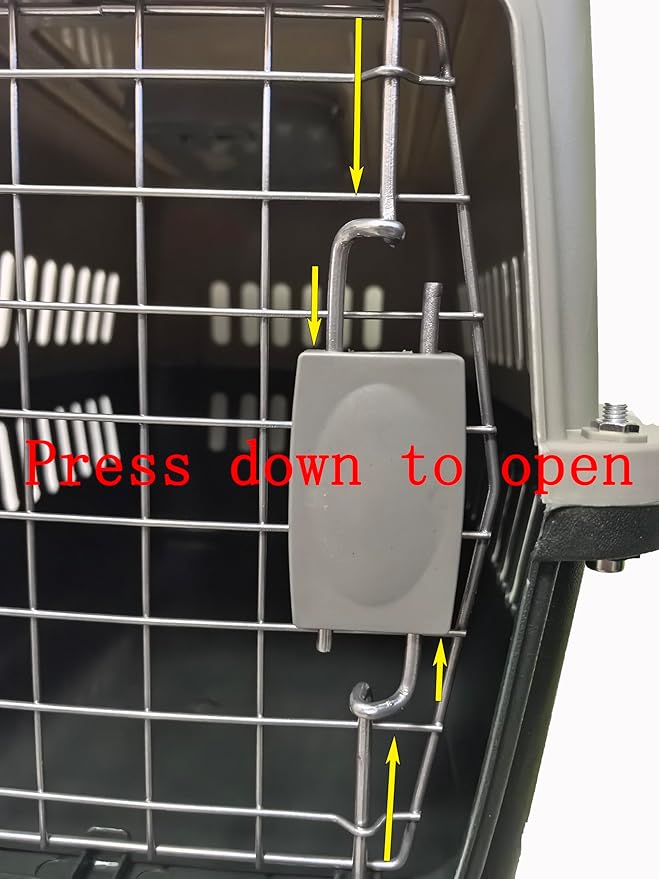 Dog Airline Kennel Pet Travel Crate, Heavy-Duty Metal Door Plastic Carrier, Portable Dog Crate with Wheels for SUV/Airplane Travel/Vet Visit, Large Medium Dog Pet Cage