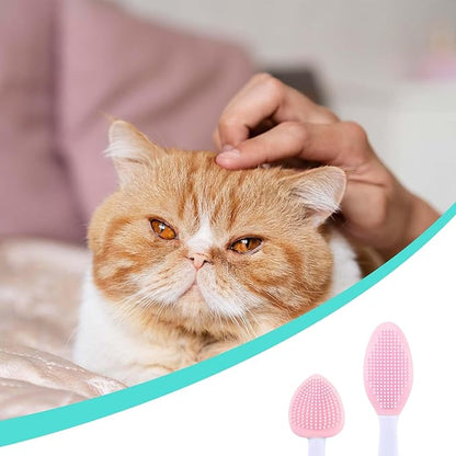 4Pcs Cat Acne Chin Treatment, Cat Acne Brush Set, Black Seed Exfoliating Brush, Dual Sided Silicone Cat Brush, for Cats Chin Acne and Blackhead Exfoliation
