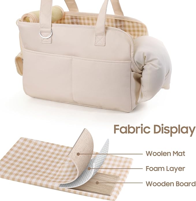 Dog Purse Carrier for Small Dogs & Puppies Up 12 Lbs, Soft Cotton Tote Pet Shoulder Bag with Pockets, Foldable & Washable Breathable Puppy Carrier for Yorkie, Chihuahua & Cats - Beige