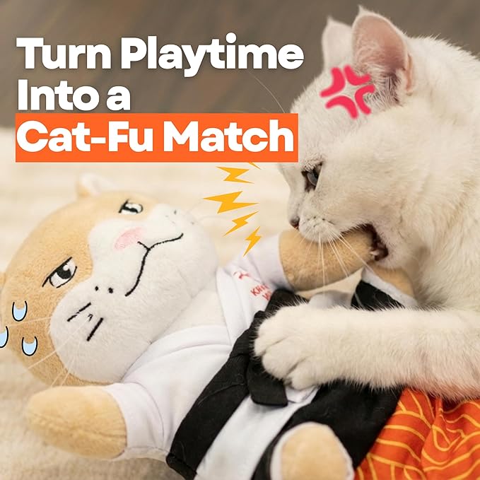 Cat Puppet Toy with Arm Sleeve – Boxing & Arm Wrestling Glove for Cats with Realistic Movements, Catnip Pocket & Crinkle Ears