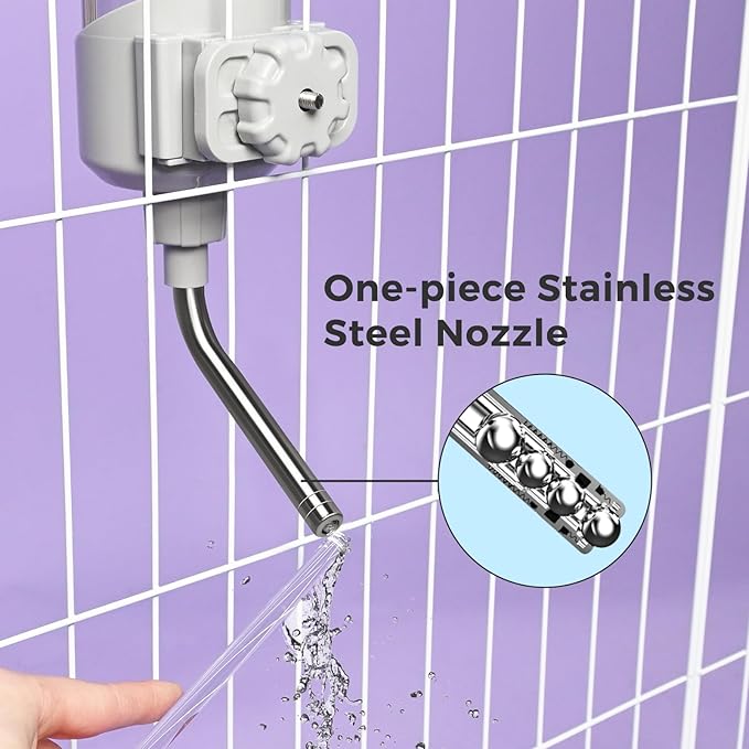 VANNON Top Fill Dog Water Dispenser for Cage, 23oz Auto Feeding Crate Water Bottle for Dogs, Cats & Rabbits, Pet Nozzle Diameter: 12mm, BPA Free, Grey