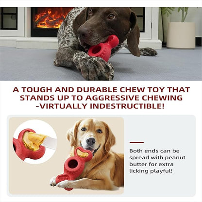 SHINKAI Refillable Frozen Dog Toy – Tough Chew & Ice Cream Holder for Aggressive Chewers, Reduces Anxiety & Destructive Behavior (Red)