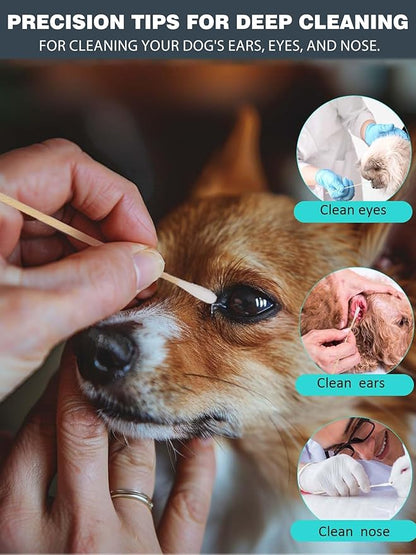 Extra Long Cotton Swabs 6 Inch (400 Count) - Large Round Bamboo Cotton Buds for Dog Ear Cleaning, Deep Detail & Household Reach | Safe & Sturdy Bamboo Handles