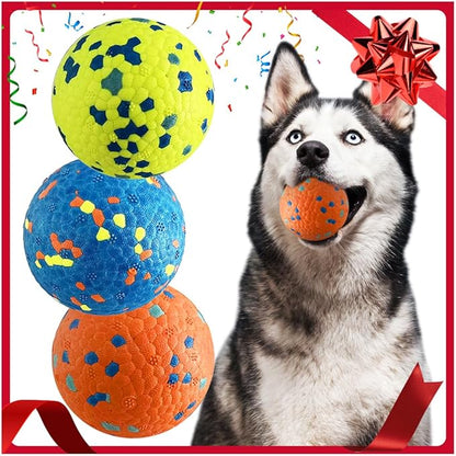 Dog Balls, Dog Tennis Balls for Aggressive Chewers, 3'' Durable Teething Chew Toys & Floating Water Toy, Interactive Fetch Ball for Medium/Large Dogs (3 Pack)