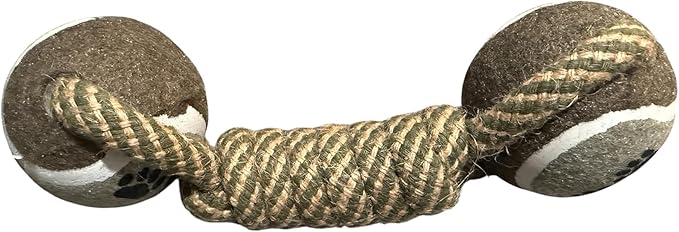 Heavy Duty Rope Dog Toy with Dual Tennis Balls, Durable Tug Toy for Aggressive Chewers, Interactive Fetch & Tug of War Toy for Medium and Large Dogs