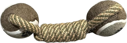 Heavy Duty Rope Dog Toy with Dual Tennis Balls, Durable Tug Toy for Aggressive Chewers, Interactive Fetch & Tug of War Toy for Medium and Large Dogs