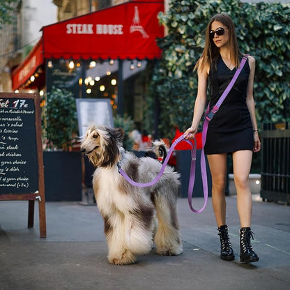 Hands Free Dog Leash,Galaxy Reflective Crossbody Leash, 5.4–9.5 ft Adjustable Heavy Duty Waist Belt for Medium and Large Dogs Walking,Running,Jogging,Training,Night Walking （290cm, Green