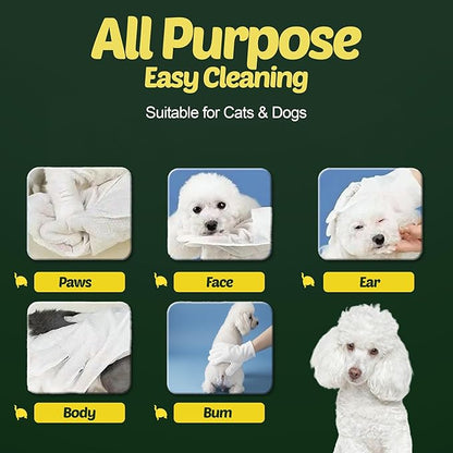 Dog Wipes for Paws and Butt – Hypoallergenic XL Dog Paw Cleaning Pet Wipes for Dogs and Cats, Deodorizing & Grooming for Body, Ears and Face, Unscented, 400 Count, Includes 4 Grooming Gloves