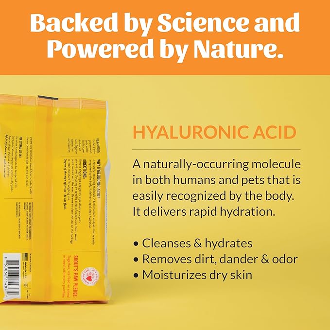 SKOUT'S HONOR HydroClear Grooming Wipes w/Hyaluronic Acid - for Your Dogs and Cats - Great for Hydration of Your Pets Skin and Fur - Honeysuckle Fragrance - 100ct