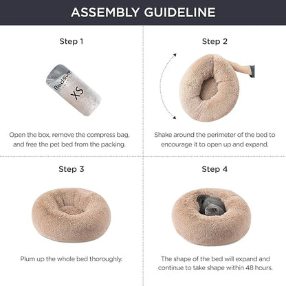 Bedsure Calming Dog Bed for Small Dogs - Donut Washable Small Pet Bed, 23 inches Anti-Slip Round Fluffy Plush Faux Fur Large Cat Bed, Fits up to 25 lbs Pets, Copper
