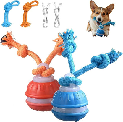 2pcs P06 Interactive Dog Toy,Interactive Dog Toys,360° Smart Automatic Rolling Moving,Electric Automatic Moving and Rolling Dog Toy with Rope for Small Medium Dogs for Bored Pet Cats Dogs(Blue+Orange)