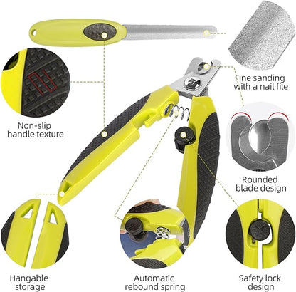 Green Dog Nail Clipper&File Set Plier Style Dog Claw Clippers with Safety Guard Heavy-Duty Dog Toenail Clippers Professional Pet Nail Trimmers for Dogs and Cats