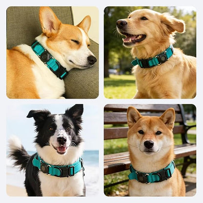 Xqpetlihai Upgraded AirTag Dog Collar Waterproof Tactical Dog Collar with AirTag Holder Heavy Duty Dog Collars for Large Dogs (Teal，XL