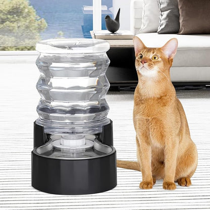 RIZZARI Dog Water Bowl Dispenser: 5L Black Stainless Steel Gravity Feeder with Activated Carbon - Soften Water - Remove Odor - Prevent Urinary Stone to Extend Lifespan - for Small Pets - Patio Garden