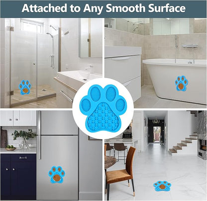 Dog Lick Pad, Lick Pad for Dog, Dog Peanut Butter Lick Pad, Dogs Cats Slow Feeder Mat with Suction Cups, Interactive Mat for Calming Anxiety, Great for Pet Bathing, Grooming and Training( Blue)