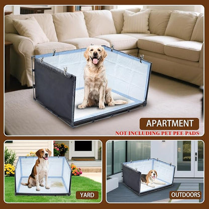 Dog Litter Box Indoor for Medium Dogs,Pee Pad Holder with High Walls(34.64"*28.34"*17.72"),No-Spill Pee Pad Holder with Foldable Pet Toilet,Easy Clean Puppy Litter Box for Dogs (Large)