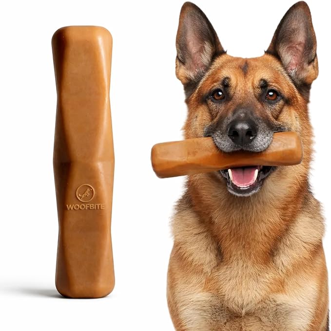 Virtually Indestructible Dog Stick Toy - Natural Series - Lifetime Replacement - Durable Chew Toy for Aggressive Chewers - Safe Non-Toxic Natural Rubber - Chew, Tug & Fetch - Med/Large, 8”x2”