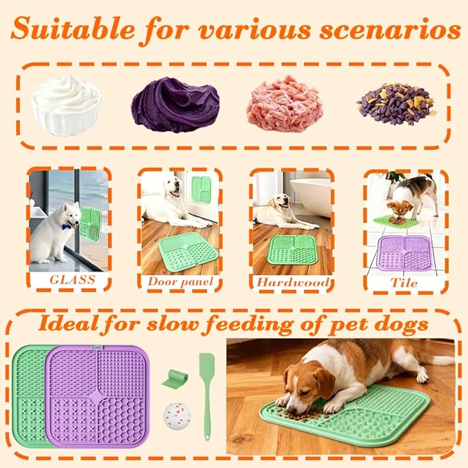 7.87" Dog&Cat Lick Mat with Suction Cups Set,Frozen Treat Puzzle Dispenser for Puppy,Dog Enrichment Toy Foam Ball for Anxiety Relief