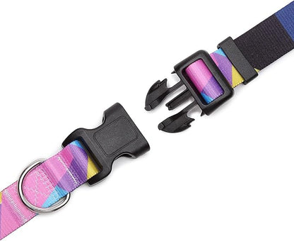 Mercano Adjustable Dog Collar - Special Design Patterns, Soft Nylon Comfortable Sturdy Pet Collar for Small Medium Large Dogs (M, Geometry Purple)