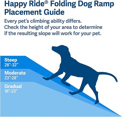 PetSafe Happy Ride Folding Dog Ramp - SUV Compatible Lightweight Pet Ramp with High Traction Walking Surface - Joint Strain Protection - Secure Foldable Design for Compact Storage