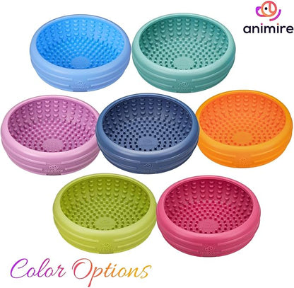 Dog Lick Bowl, Animire Freeze Lick Mat for Dogs, Non-Slip Slow Feeder Licking Bowl Enrichment Treat for Distraction Anxiety Relief, Food Grade Silicone, Dishwasher Safe(Dark Blue,S)