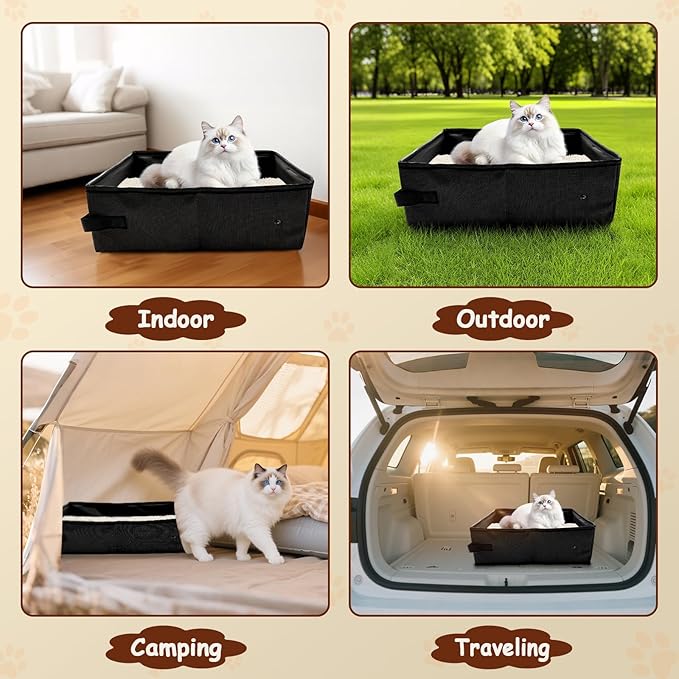 Foldable Travel Litter Box for Cats, Portable Cat Litter Box Waterproof, 15.75 * 11.82 * 3.94 Inches, Traveling & Camping Cat Supplies