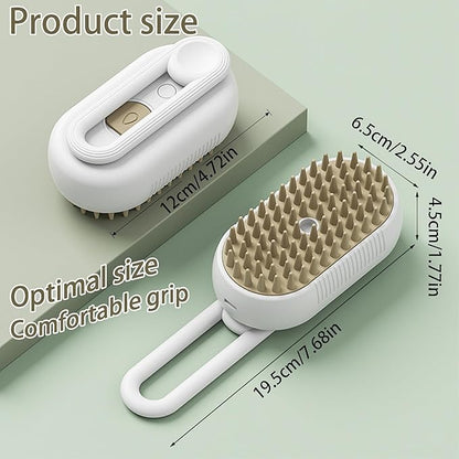 Cat Steam Brush for Shedding Dog Brush with Steam Pet Hair Cleaning Brush Comb for Spray 3 in 1 Pet Grooming for Long & Short Haired Pets – Spritz Defur Comb for cats(grey)