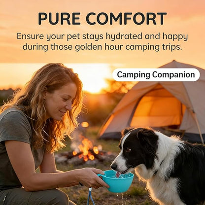 2-in-1 Portable Dog Water Bottle for Small Dogs, 10oz Dog Travel Water Bottle - Leak-Proof & One-Hand Operation, Stainless Steel Bottle & Silicone Bowl for Walking Hiking (Pink)