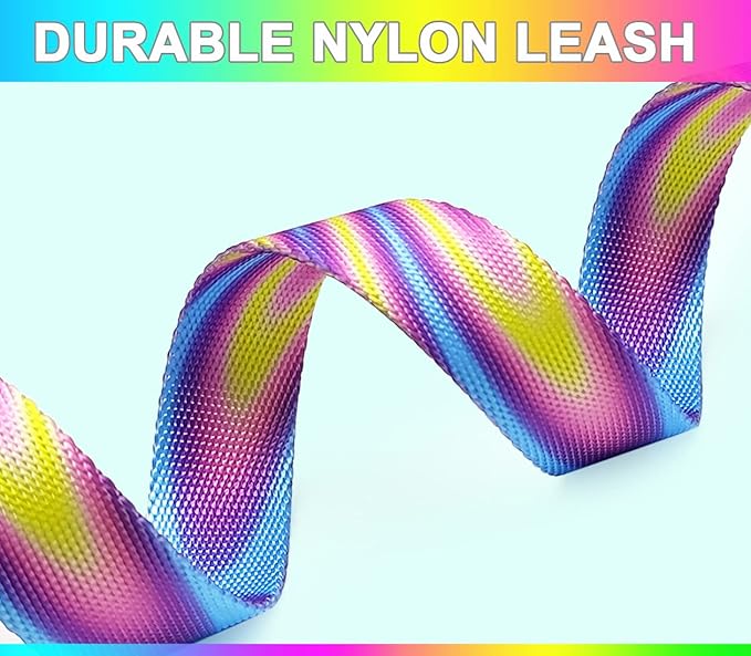 6FT Dog Leash, Strong Nylon Tie Dye Dog Lead with Heavy Duty Holographic Laser Hardware Comfortable Padded Handle Leash for Medium Large Dogs