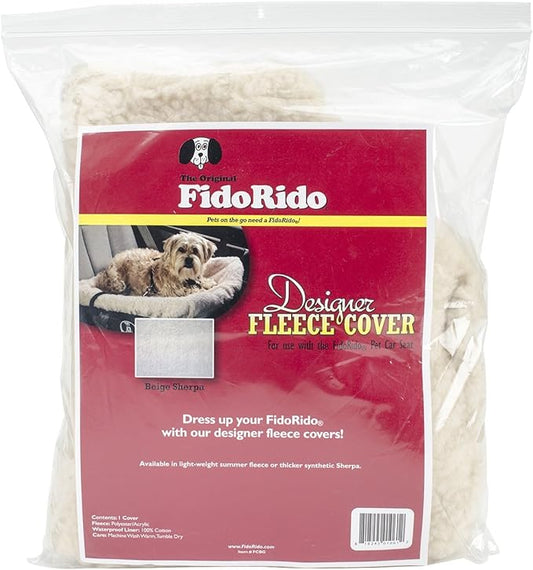 FidoRido Dog Car Seat Cover Machine Washable Replacement Sherpa Cover, Comfortable & Durable, for Cars & SUVs, Seat Protector for Dogs, Vacation and Travel Essential, Beige Sherpa